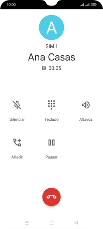 Pulsa el icono de finalizar llamada.