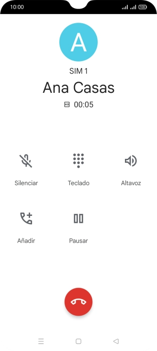 Pulsa el icono de finalizar llamada.
