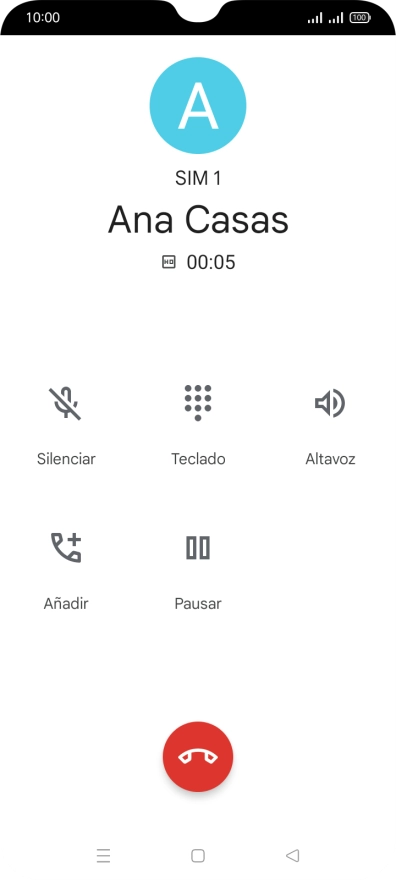 Pulsa el icono de finalizar llamada.