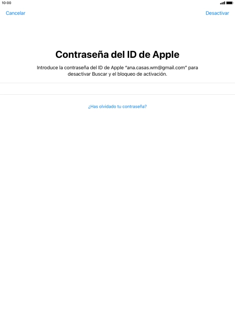 Introduce la contraseña de tu ID de Apple y pulsa Desactivar.