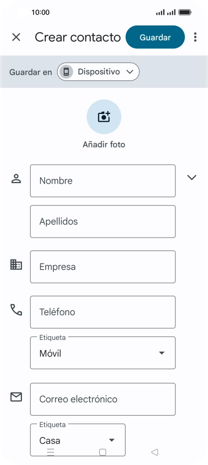 Pulsa Nombre e introduce el nombre deseado.