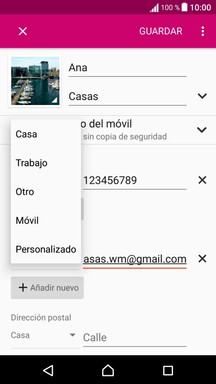 Pulsa el tipo de correo electrónico deseado.