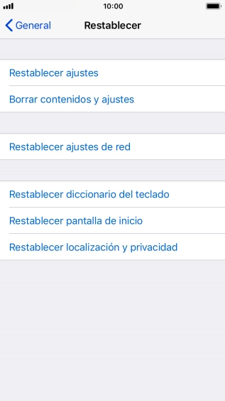 Pulsa Restablecer ajustes. Pulsa Restablecer ajustes.