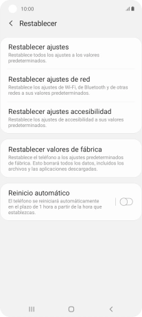 Pulsa Restablecer valores de fábrica.