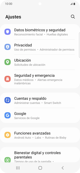 Pulsa Cuentas y respaldo.