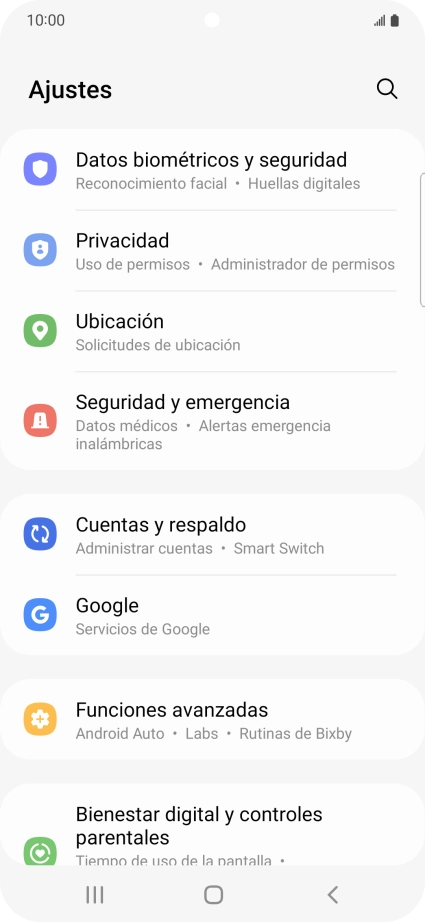 Pulsa Cuentas y respaldo.