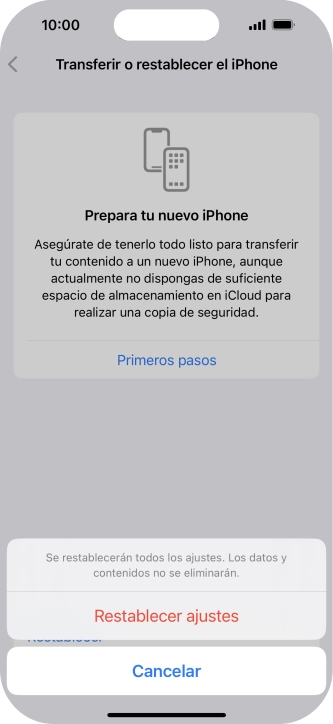 Pulsa Restablecer ajustes.