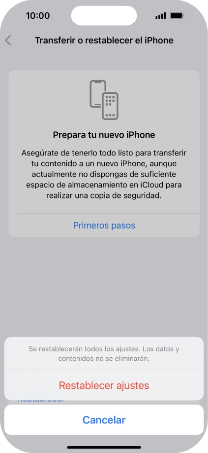 Pulsa Restablecer ajustes.