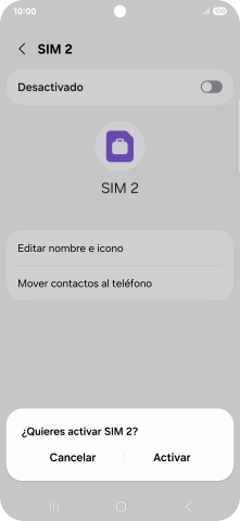 Si deseas activar el uso de la línea móvil (SIM), pulsa Activar.