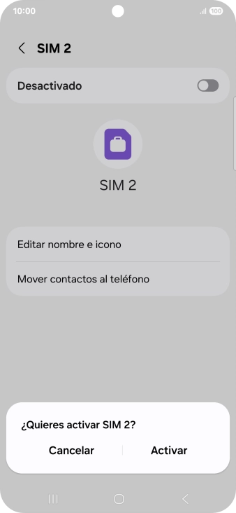 Si deseas activar el uso de la línea móvil (SIM), pulsa Activar.