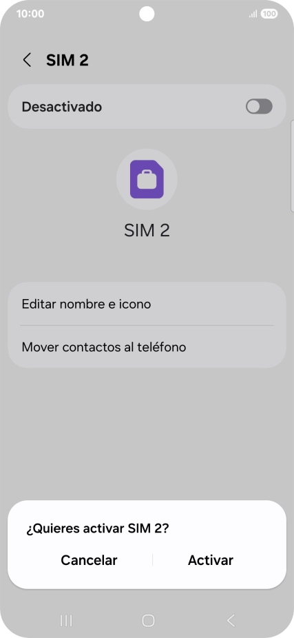 Si deseas activar el uso de la línea móvil (SIM), pulsa Activar.