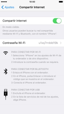 Pulsa Contraseña Wi-Fi e introduce una contraseña.