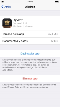 Pulsa Desinstalar app.