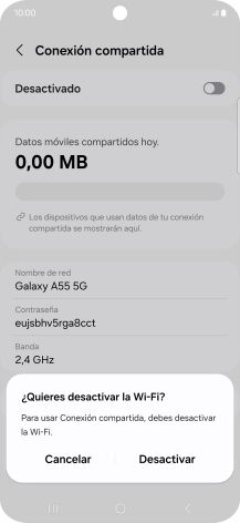 Si la función de wifi está activada, pulsa Desactivar.