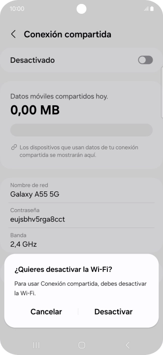Si la función de wifi está activada, pulsa Desactivar.