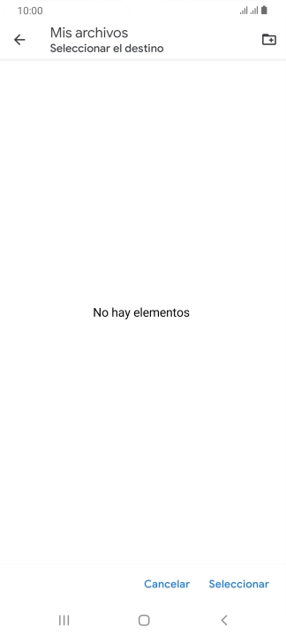 Si deseas crear una nueva carpeta, pulsa el icono de nueva carpeta y sigue las indicaciones de la pantalla para crearla.