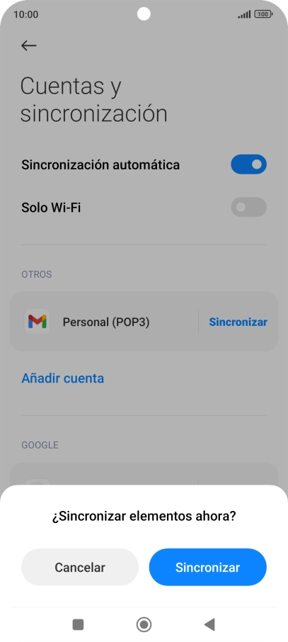 Si activas la función, pulsa Sincronizar.