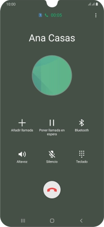 Pulsa el icono de finalizar llamada. Pulsa el icono de finalizar llamada.