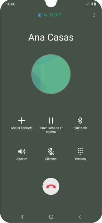 Pulsa el icono de finalizar llamada. Pulsa el icono de finalizar llamada.