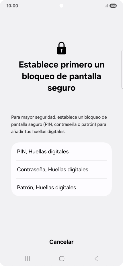 Pulsa el código de seguridad deseado y sigue las indicaciones de la pantalla para crear un código de seguridad del teléfono adicional.