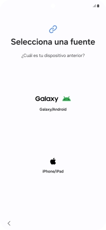 Pulsa el ajuste deseado y sigue las instrucciones de la pantalla para transferir el contenido del otro teléfono.