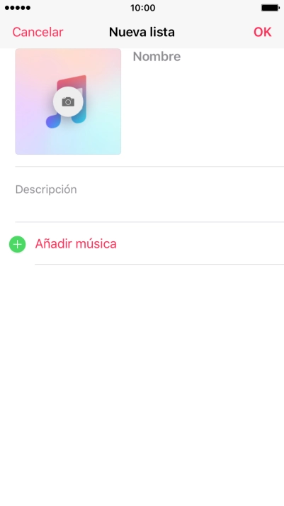 Pulsa en el campo de escritura e introduce el nombre de la lista de reproducción.
