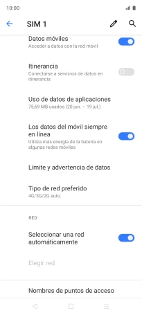 Pulsa Tipo de red preferido.