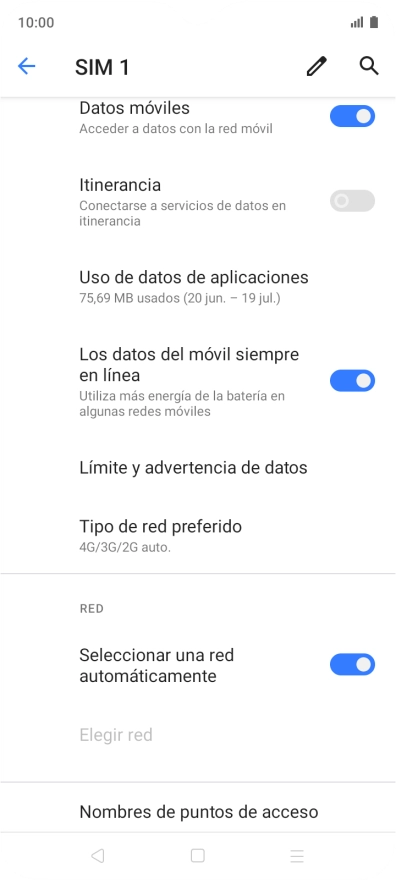 Pulsa Tipo de red preferido.