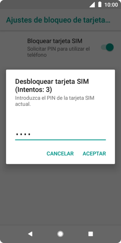 Introduce tu código PIN y pulsa ACEPTAR.