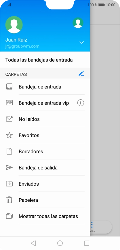 Pulsa la lista desplegable de las cuentas de correo electrónico.