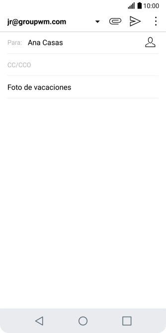 Pulsa en el campo de escritura  y escribe el texto del correo electrónico.