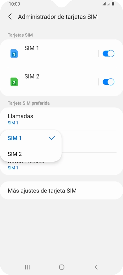 Pulsa la tarjeta SIM deseada.