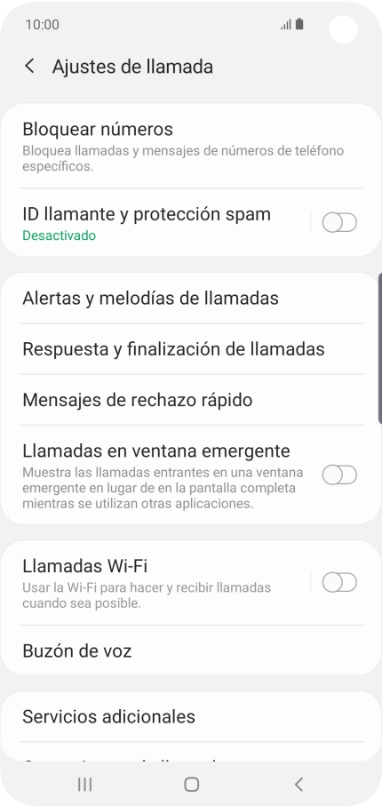 Pulsa Servicios adicionales.