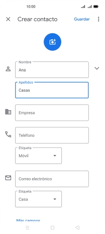 Pulsa Teléfono e introduce el número de teléfono deseado.
