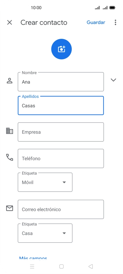 Pulsa Teléfono e introduce el número de teléfono deseado.