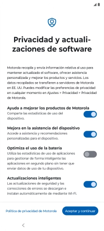 Pulsa el indicador junto a los ajustes deseados para seleccionarlos.