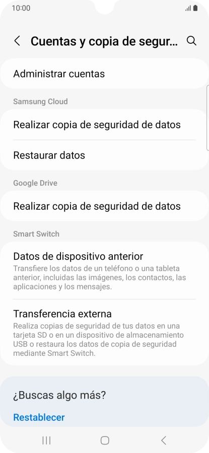 Pulsa Administrar cuentas.