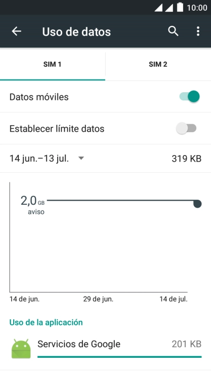 Pulsa la tarjeta SIM deseada.