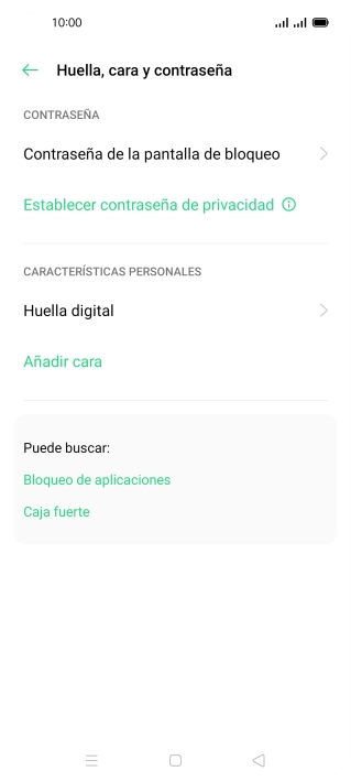 Pulsa Huella digital e introduce el código de seguridad extra que has creado anteriormente.