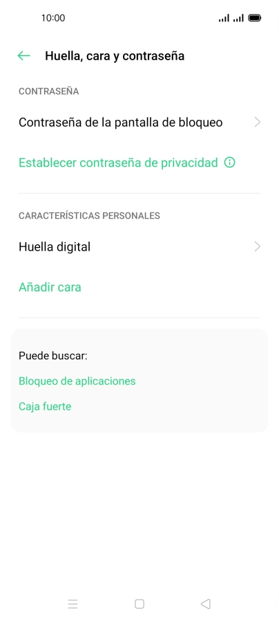 Pulsa Huella digital e introduce el código de seguridad extra que has creado anteriormente.