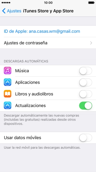 Pulsa el indicador junto al tipo de contenido deseado para activar o desactivar la función.
