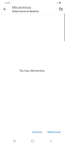 Si deseas crear una nueva carpeta, pulsa el icono de nueva carpeta y sigue las indicaciones de la pantalla para crearla.