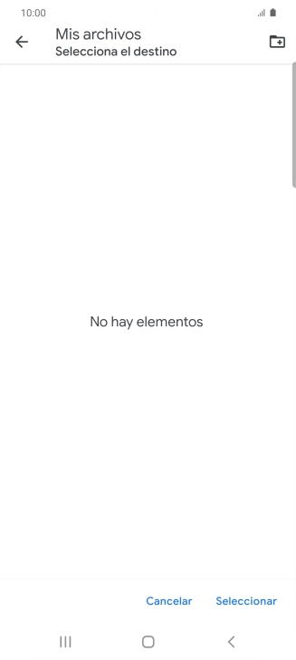 Si deseas crear una nueva carpeta, pulsa el icono de nueva carpeta y sigue las indicaciones de la pantalla para crearla.