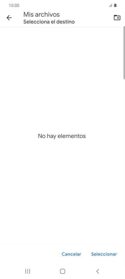 Si deseas crear una nueva carpeta, pulsa el icono de nueva carpeta y sigue las indicaciones de la pantalla para crearla.