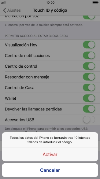 Si activas la función, pulsa Activar.