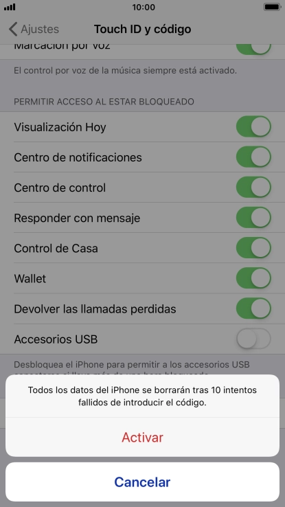 Si activas la función, pulsa Activar.