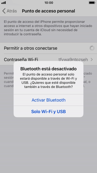 Si la función de wifi está activada, pulsa Solo Wi-Fi y USB.
