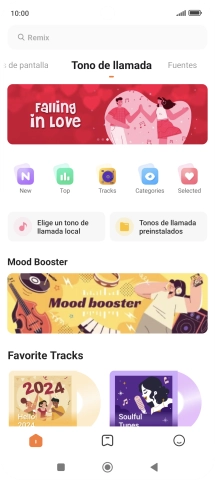 Si deseas seleccionar un timbre de llamada que no sea un timbre de llamada predeterminado, pulsa Elige un tono de llamada local y sigue las indicaciones de la pantalla para seleccionar la melodía deseada.