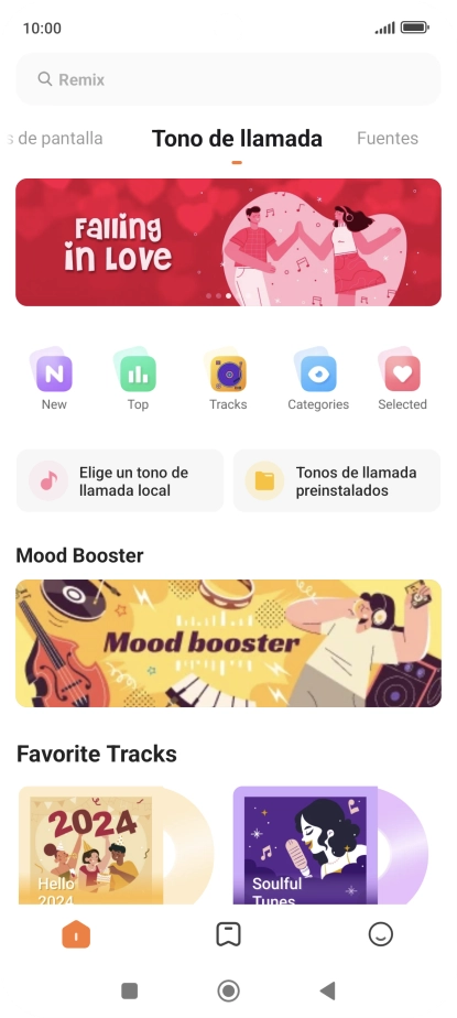 Si deseas seleccionar un timbre de llamada que no sea un timbre de llamada predeterminado, pulsa Elige un tono de llamada local y sigue las indicaciones de la pantalla para seleccionar la melodía deseada.