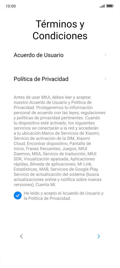 Pulsa la flecha hacia la derecha.